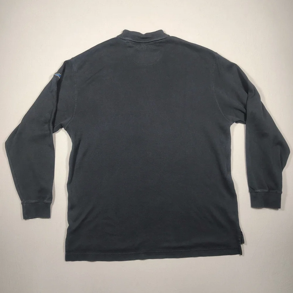 Bobby Jones Mock Neck Shirt Mens L Black Long Sleeve Solid Cotton Players Logo